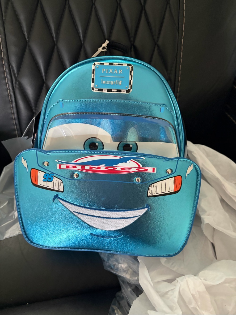 Loungefly Kids Metallic Turquoise Pixar Dinoco Character Backpack